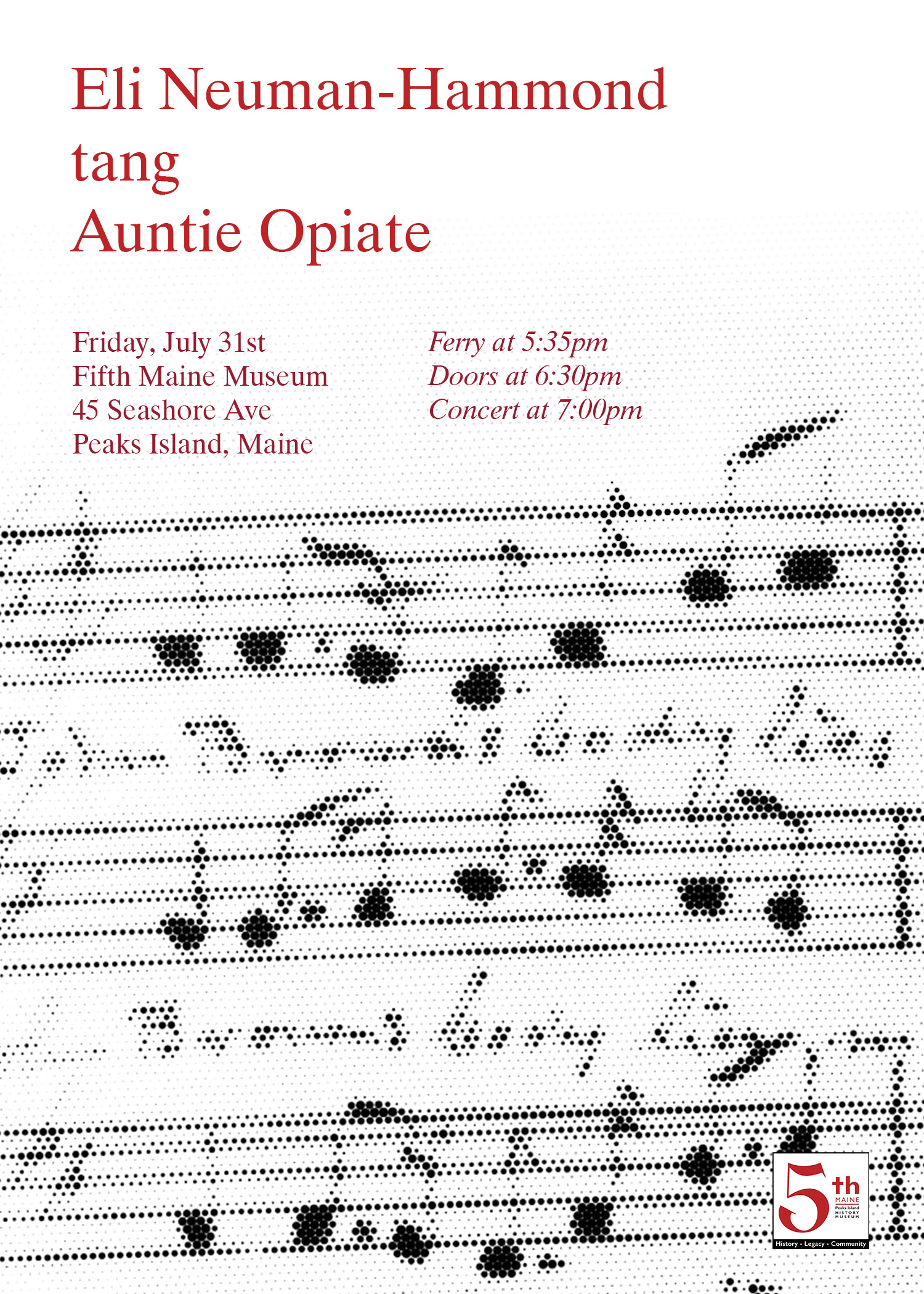 Poster for the July 31 concert at the Fifth Maine Museum